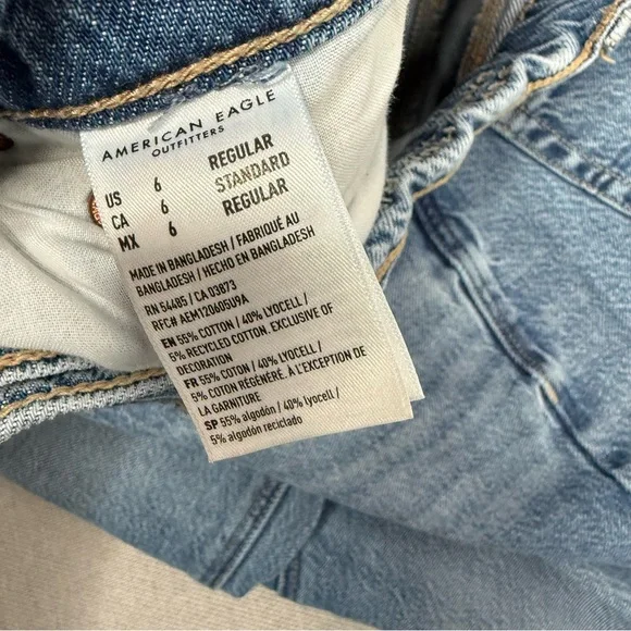 American Eagle Super High Rise Baggy Wide Leg Regular Medium Bright Indigo 6 - Picture 7 of 10